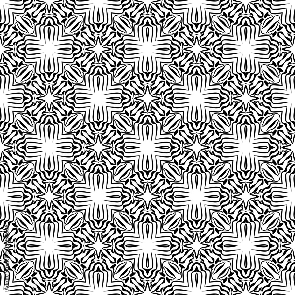 black and white seamless pattern floral flower art decoration fabric textile tile ornament vector illustration