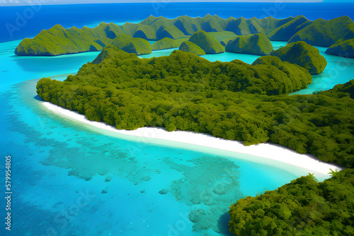 Micronesia, Palau, Ariel View of Rock Islands