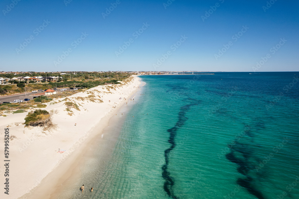 Aerial view of Whitfords Horse Beach in Perth, Western Australia