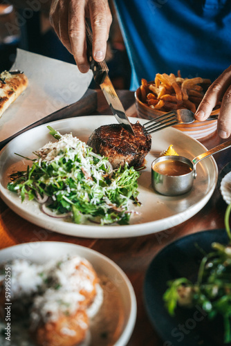 Steak dinner at a gastro pub in Perth, Australia