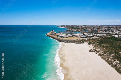 Aerial view of Claytons Beach and the Mindarie Marina in the northern suburbs of Perth, Western Australia photo