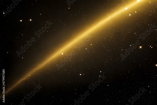 Beautiful dark abstract background with wave shaped golden dust splash.