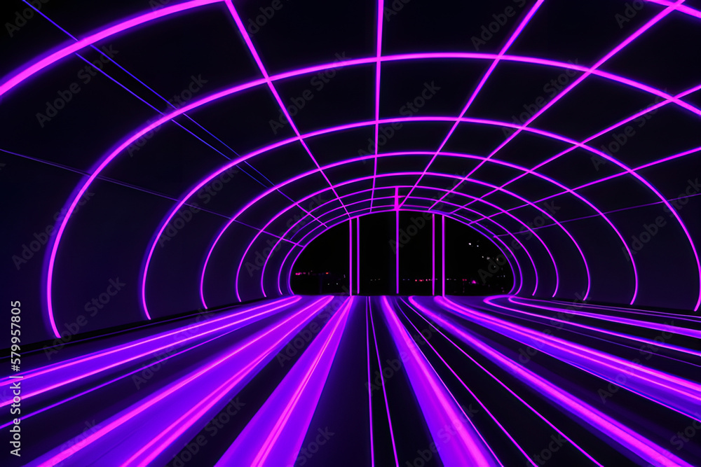 Fototapeta premium Beautiful abstract futuristic dark background with neon purple and yellow glow.