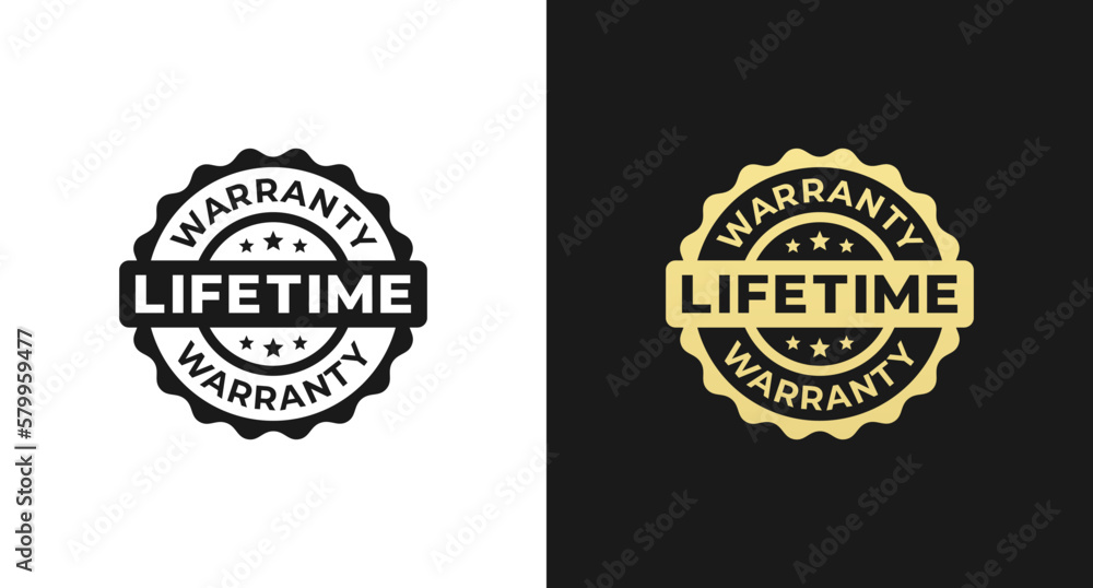 Lifetime warranty stamp or Lifetime warranty label vector isolated in flat style. The best Lifetime warranty label vector isolated for design element. Lifetime warranty stamp design element. - obrazy, fototapety, plakaty 