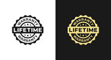 Lifetime warranty stamp or Lifetime warranty label vector isolated in flat style. The best Lifetime warranty label vector isolated for design element. Lifetime warranty stamp design element.