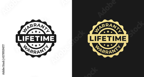 Lifetime warranty stamp or Lifetime warranty label vector isolated in flat style. The best Lifetime warranty label vector isolated for design element. Lifetime warranty stamp design element. photo