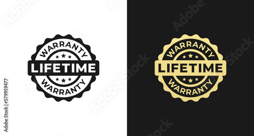Lifetime warranty stamp or Lifetime warranty label vector isolated in flat style. The best Lifetime warranty label vector isolated for design element. Lifetime warranty stamp design element.