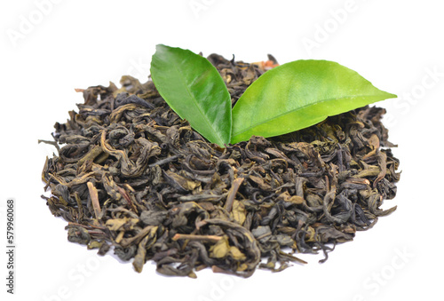 Green tea isolated on white