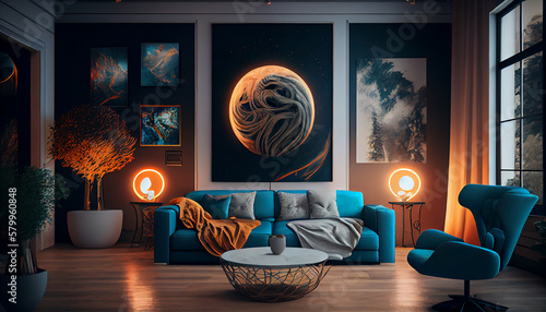 Artistic and Creative Living Room Generative AI