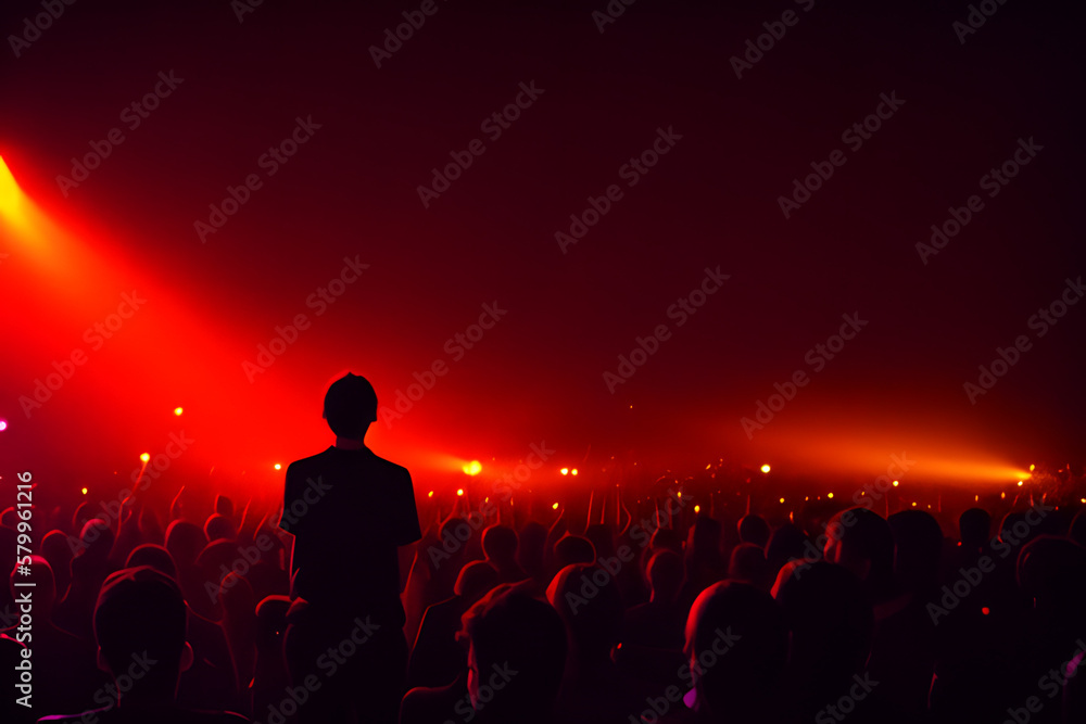 An excited man at the concert An excited man at the concert