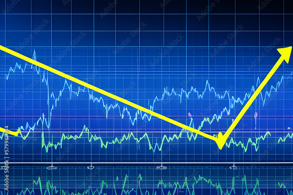 Screen with stock market index charts and diagrams Stock Illustration
