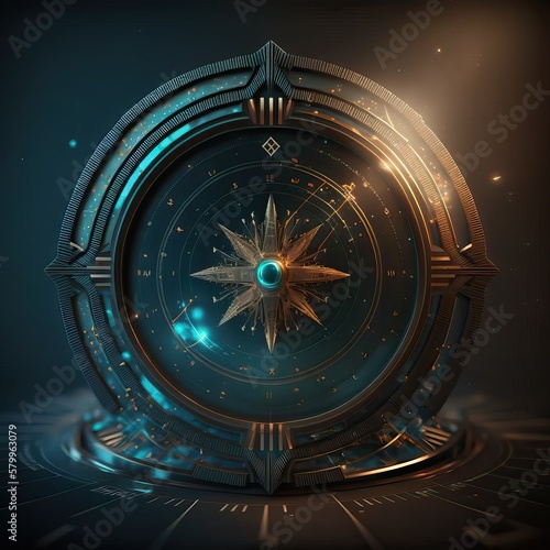 Beautiful ancient compass a...