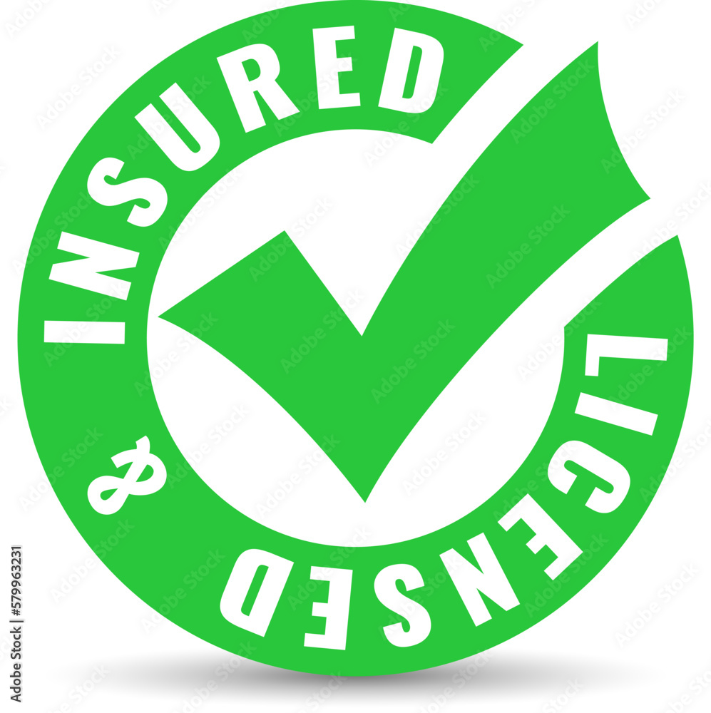 Licensed and insured vector business icon