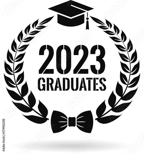 Graduates 2023 vector laurel emblem