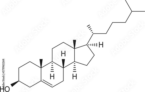Cholesterol chemical formula, vector molecular structure