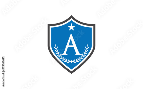 Free Download Initial A shield with star and laurels logo template - GFXLoad