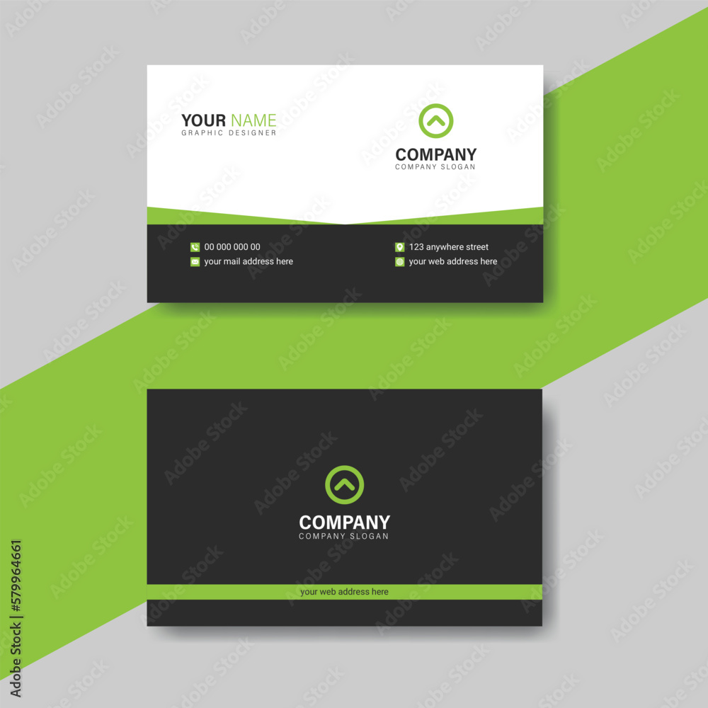 Fototapeta premium Corporate modern and creative green business card template vector design, Personal visiting card vector illustration