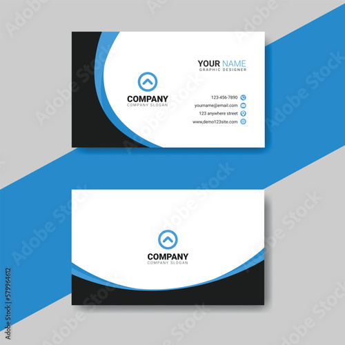 Corporate modern blue minimal business card template layout design. Simple clean layout design