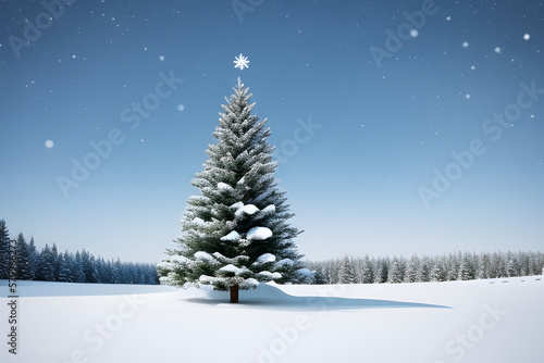 Creative Christmas tree concept. Fir tree on white background. Minimal winter holiday idea. Merry Christmas and happy New Year greeting card.