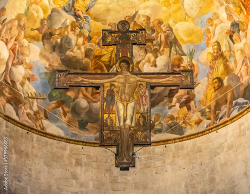 fresco inside the Cathedral of San Martino, also known simply as Lucca Cathedral, Tuscany region, central Italy, Europe - May 29, 2021