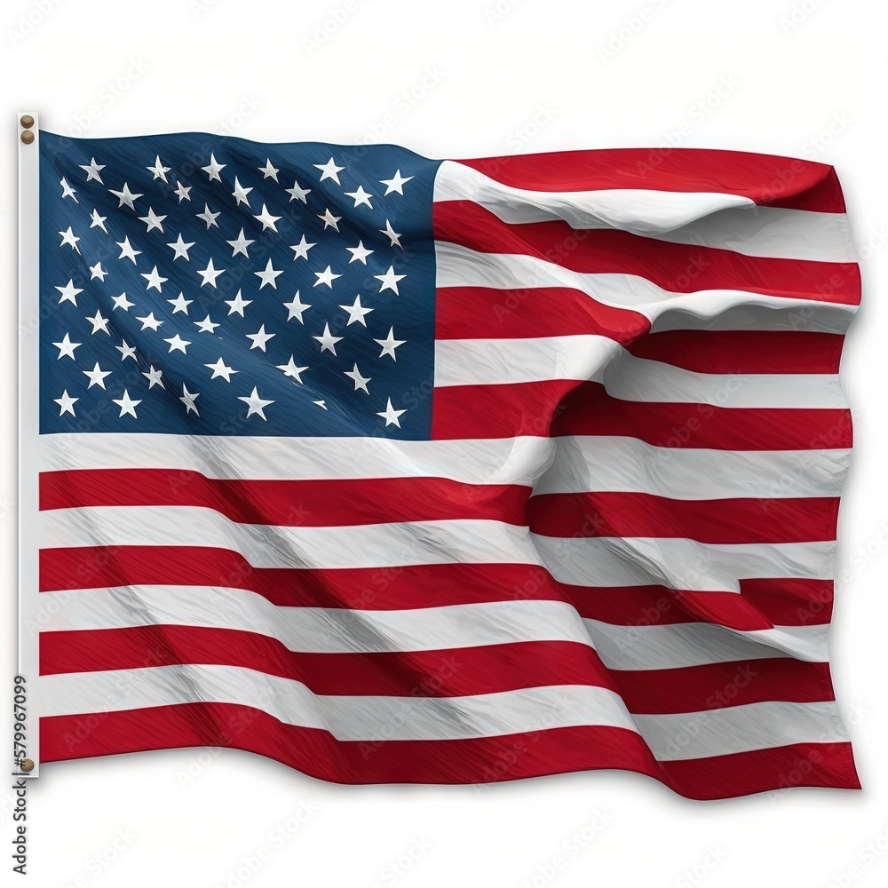 Obraz premium USA flag waving in the wind. President's Day. Independence Day. Patriotic symbol. Generative AI