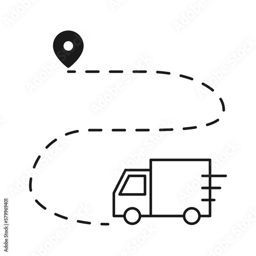 Tuck delivery on route icon vector
