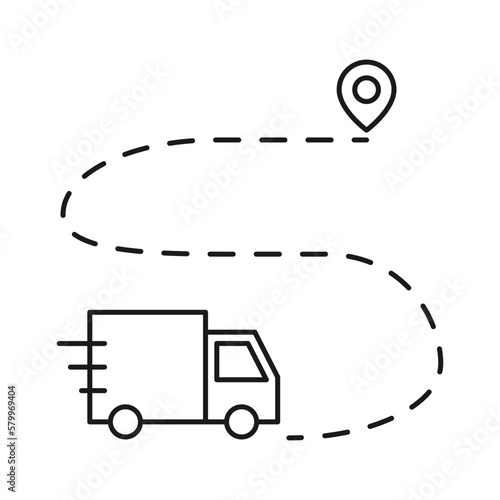 Tuck delivery on route icon vector