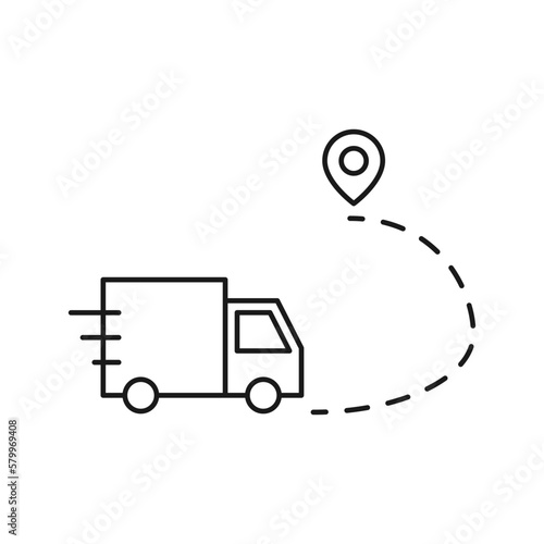 Tuck delivery on route icon vector