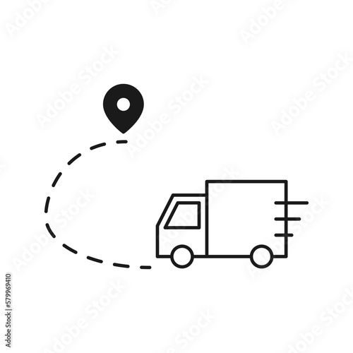 Tuck delivery on route icon vector