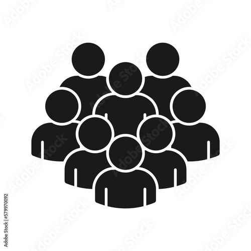Illustration of crowd of people icon silhouettes vector. Social icon. Flat style design. User group network. Corporate team group. Community member icon. Business team work activity. Staff unity icon
