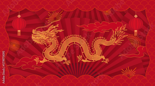 Poster background for the Year of the Dragon in China