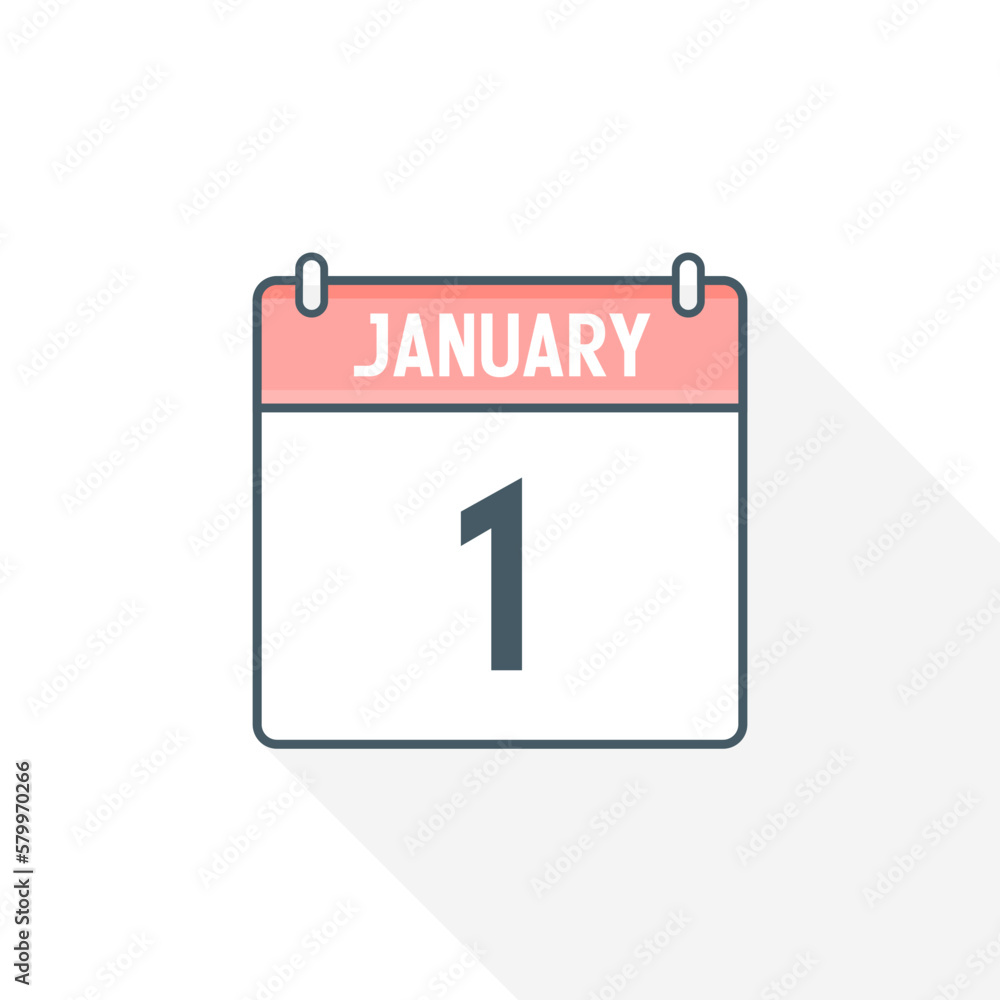 Fototapeta premium 1st January calendar icon. January 1 calendar Date Month icon vector illustrator