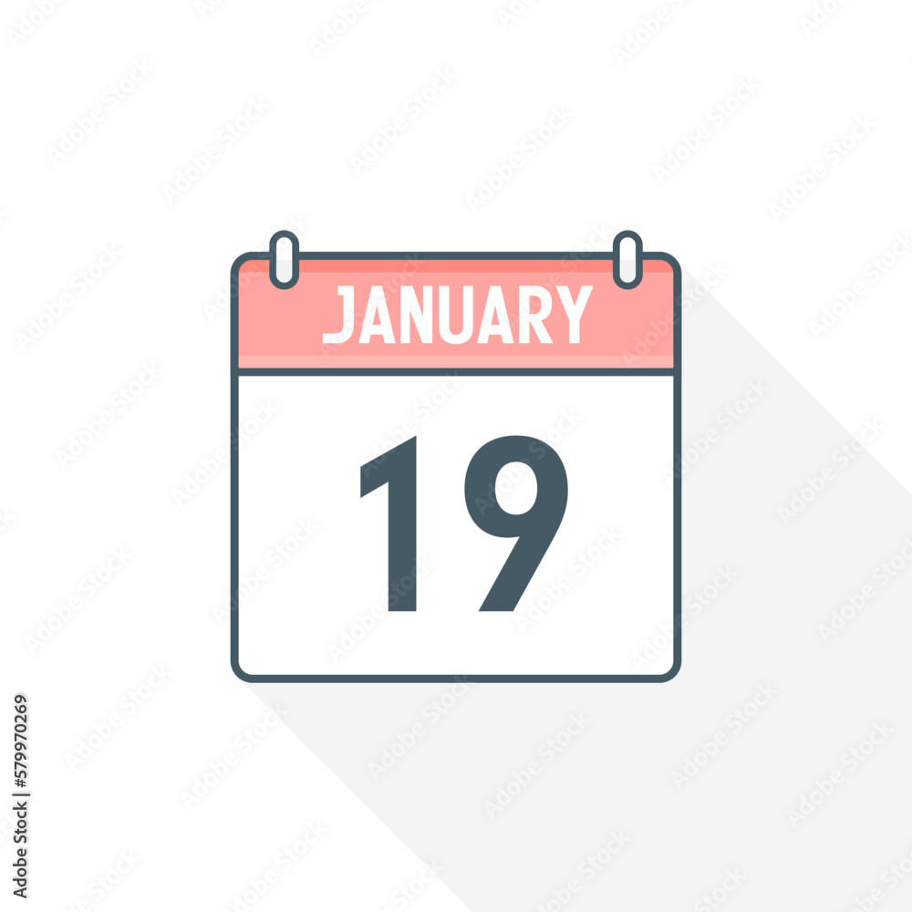 Fototapeta premium 19th January calendar icon. January 19 calendar Date Month icon vector illustrator