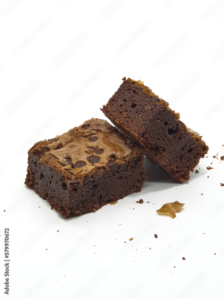 Delicious homemade brownies on white background Delicious homemade brownies on white background