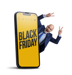 Black Friday sale and happy customer