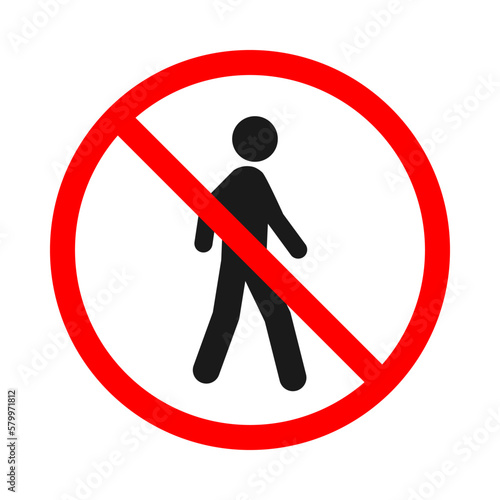 No access for pedestrians prohibition sign. symbol of No walk. color editable  photo