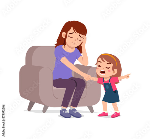 mother feel tired because kid cry so loud
