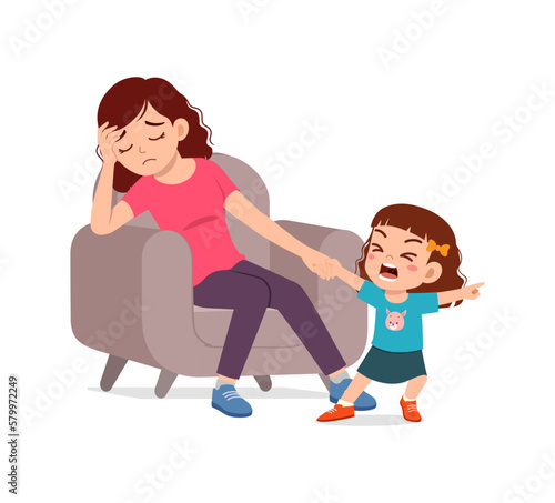 mother feel tired because kid cry so loud