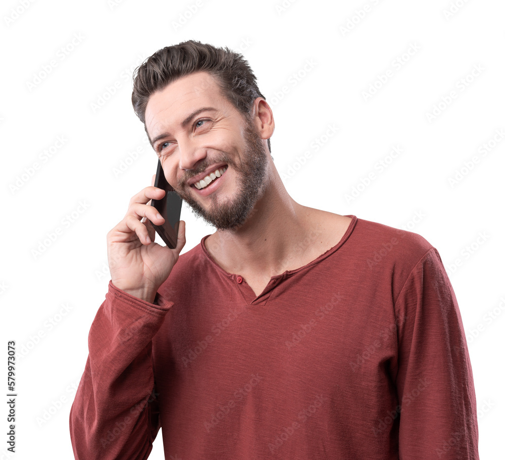 Smiling man on the phone Smiling man on the phone