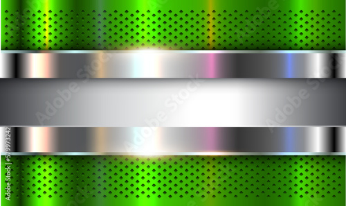 Metallic silver green background with opalescent pearl colors