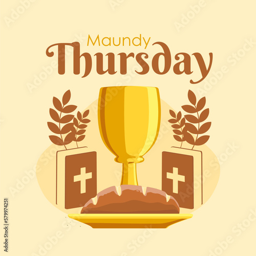 maundy thursday social media post template flat design