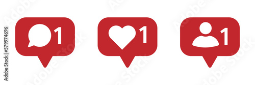  Follower notification vector icons set