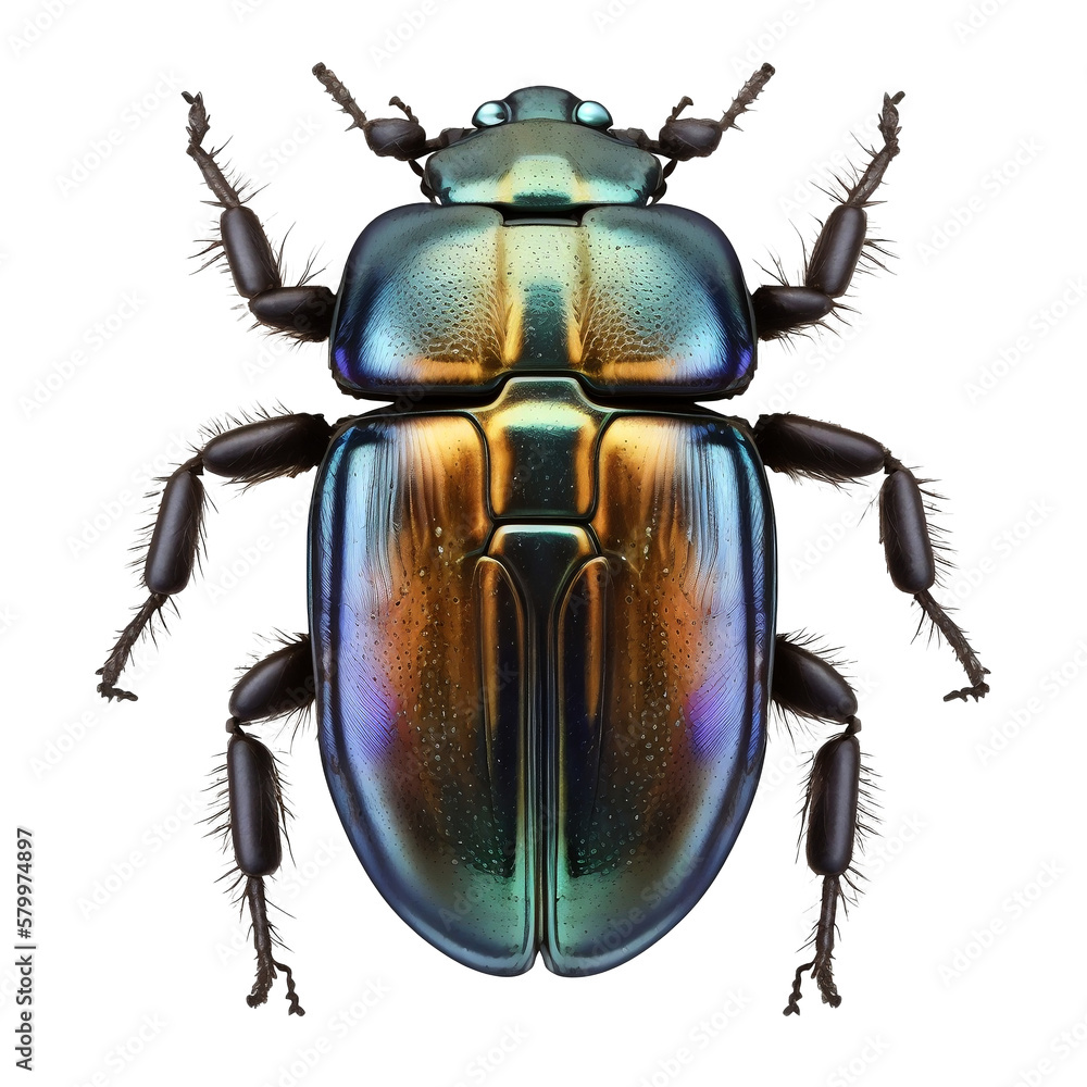 scarabée couleur pétrole sur fond transparent - generative ai Illustration  Stock