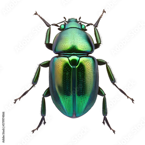 scarabée vert sur fond transparent - generative ai 