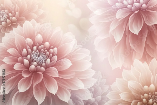 Spring pink flowers, copy space. AI 