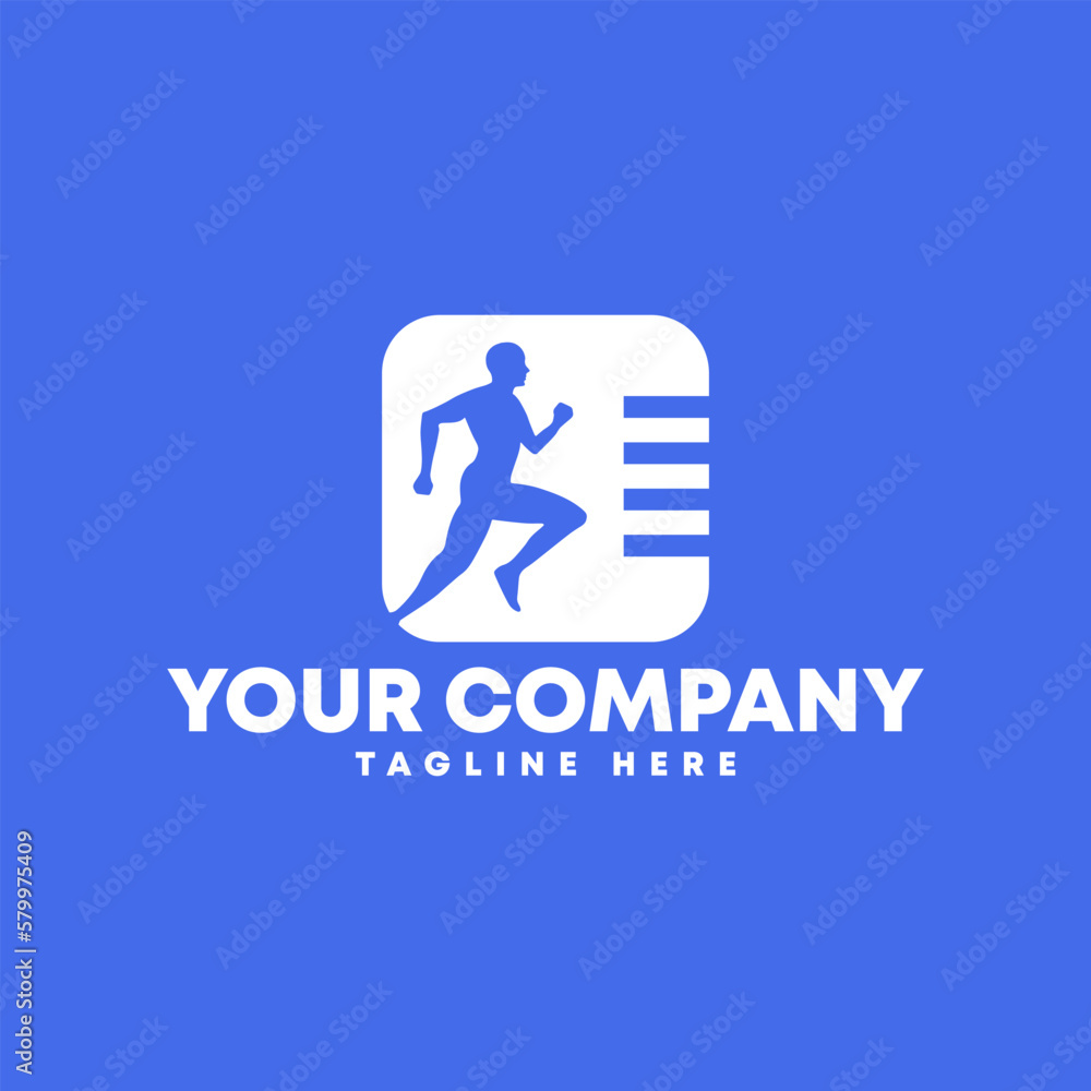 athlete icon logo with rounded square in modern and minimalism style athlete icon logo with rounded square in modern and minimalism style