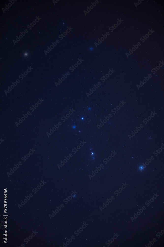 Orion constellation and starry Milky Way skies photographed with wide angle lens. Orion constellation and starry Milky Way skies photographed with wide angle lens.