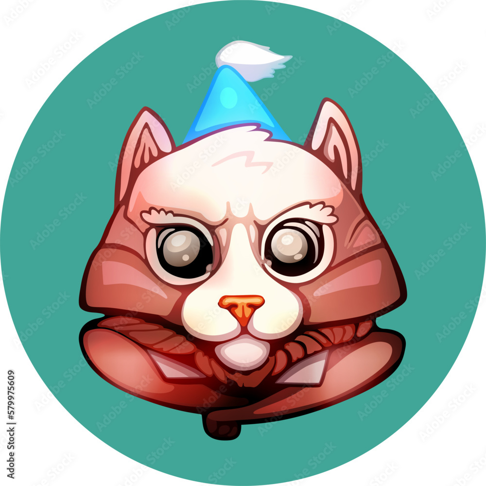 Cute Cartoon Cat Vector Illustration, Animal Mascot Character