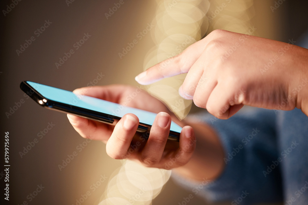 Hands, phone screen and typing in night office, texting or social media in workplace. Mockup, greenscreen and business woman with mobile smartphone for networking, web scrolling or internet browsing Hands, phone screen and typing in night office, texting or social media in workplace. Mockup, greenscreen and business woman with mobile smartphone for networking, web scrolling or internet browsing