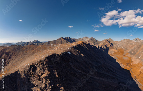 Aerial top view from Aktash repeater on Altai mountains Russia